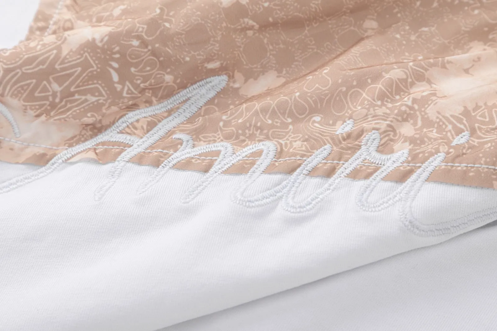 8070#P184, AMIRI patch embroidery washed style, color: black, white, fog blue, size: S M L XL