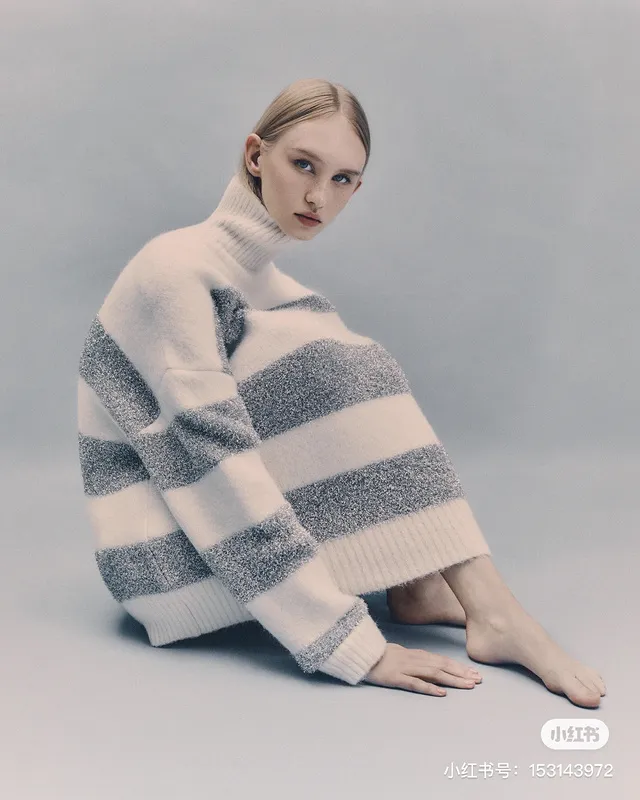 Official website Ami Paris 2024 new autumn and winter large striped turtleneck sweater SMLXL