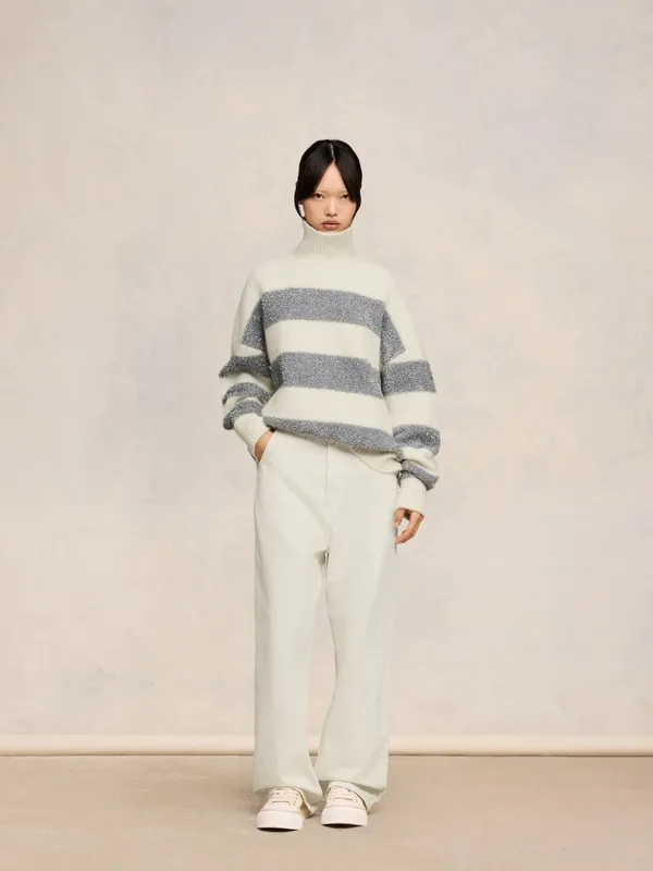 Official website Ami Paris 2024 new autumn and winter large striped turtleneck sweater SMLXL