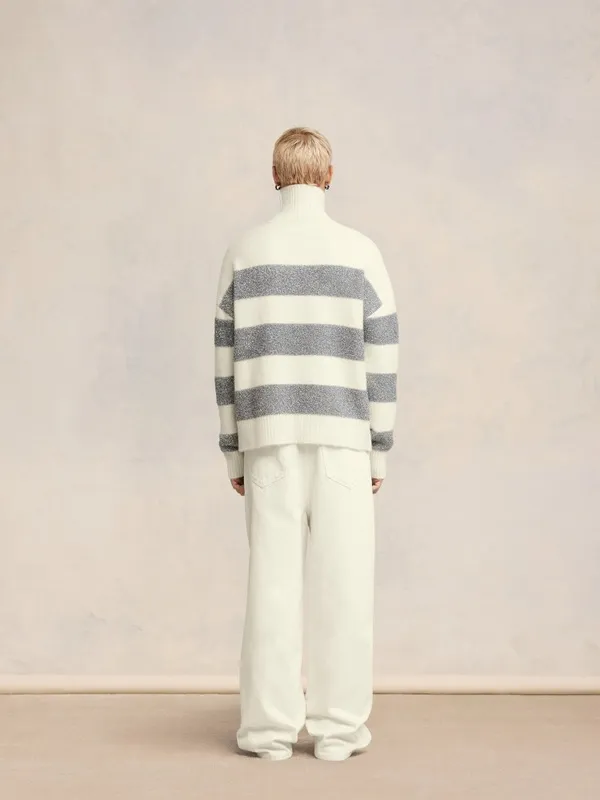 Official website Ami Paris 2024 new autumn and winter large striped turtleneck sweater SMLXL