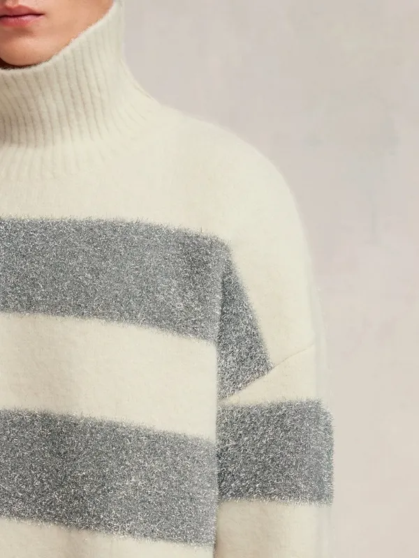 Official website Ami Paris 2024 new autumn and winter large striped turtleneck sweater SMLXL