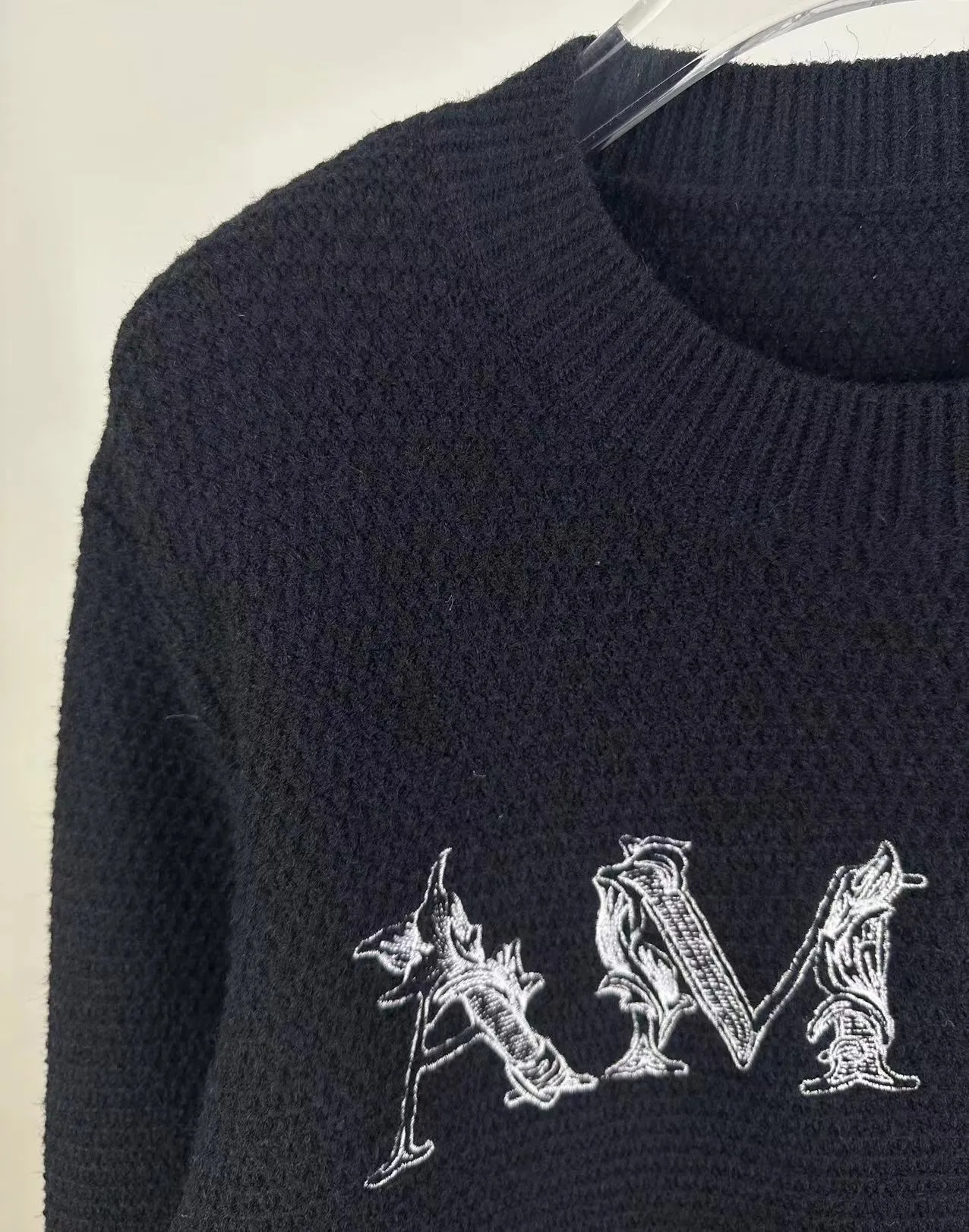 P230 🎉AMIRI new autumn and winter sweater, logo embroidery on the chest with heavy craftsmanship 1:1 Color: black, size: S M L XL XXL