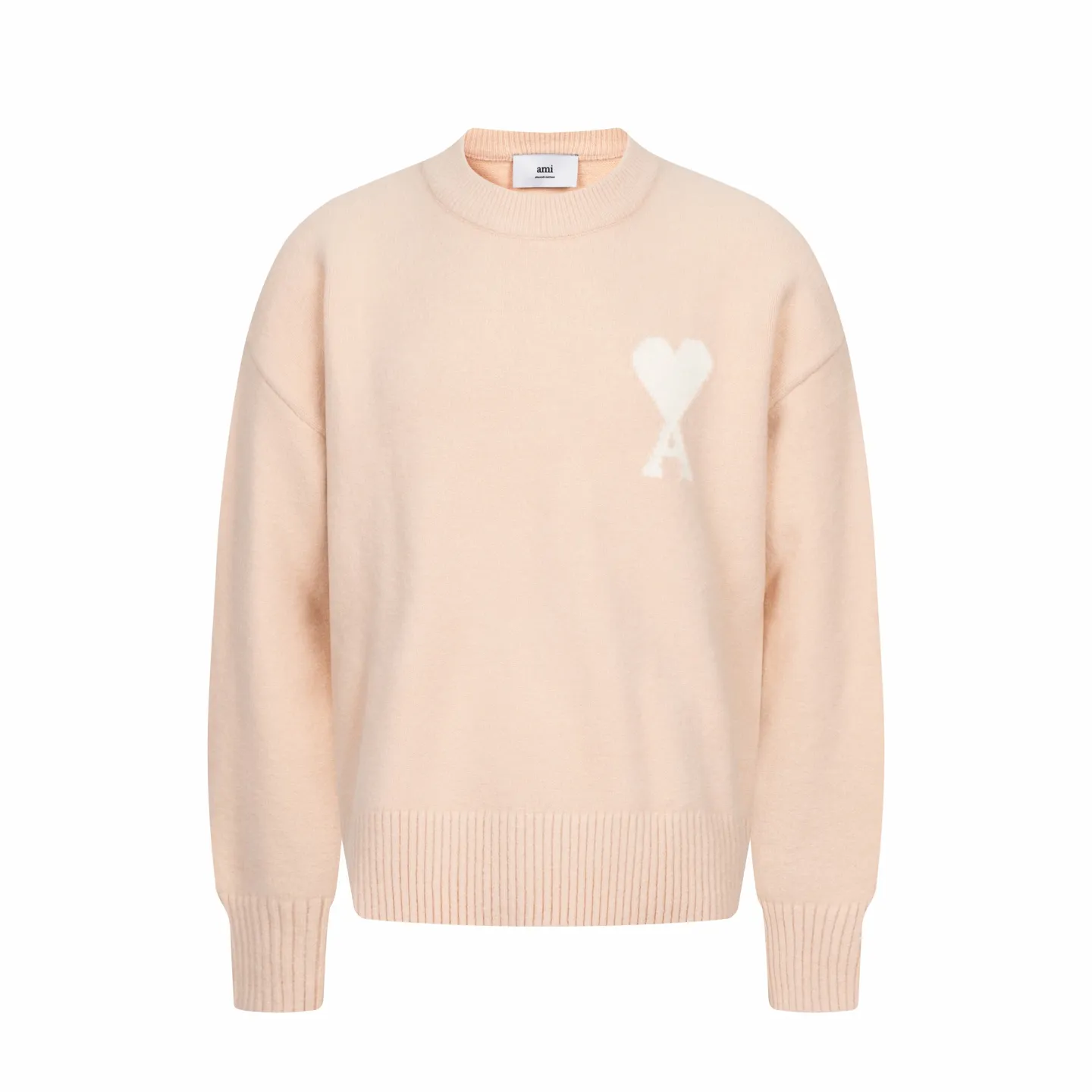 🅿️500 [Exclusive supply] Ami love jacquard crew neck sweater (pink) The original version was purchased for 2,420 and developed. The fabric is made of alpaca wool to maintain a stable shape. The stitching is even and firm, and the details are meticulously handled, reflecting the brand's strict control over quality. The overall design is simple and elegant, suitable for various occasions. Whether it is business or leisure, it can show an elegant and decent style. The overall wiring is straight and delicate, the fabric is comfortable and soft, and the color is consistent without color difference. It can be matched with the same style to create a fashionable look, and can be used in various occasions. Customized accessories, complete with three standards, the same style for men and women. Size:S-M-L-XL