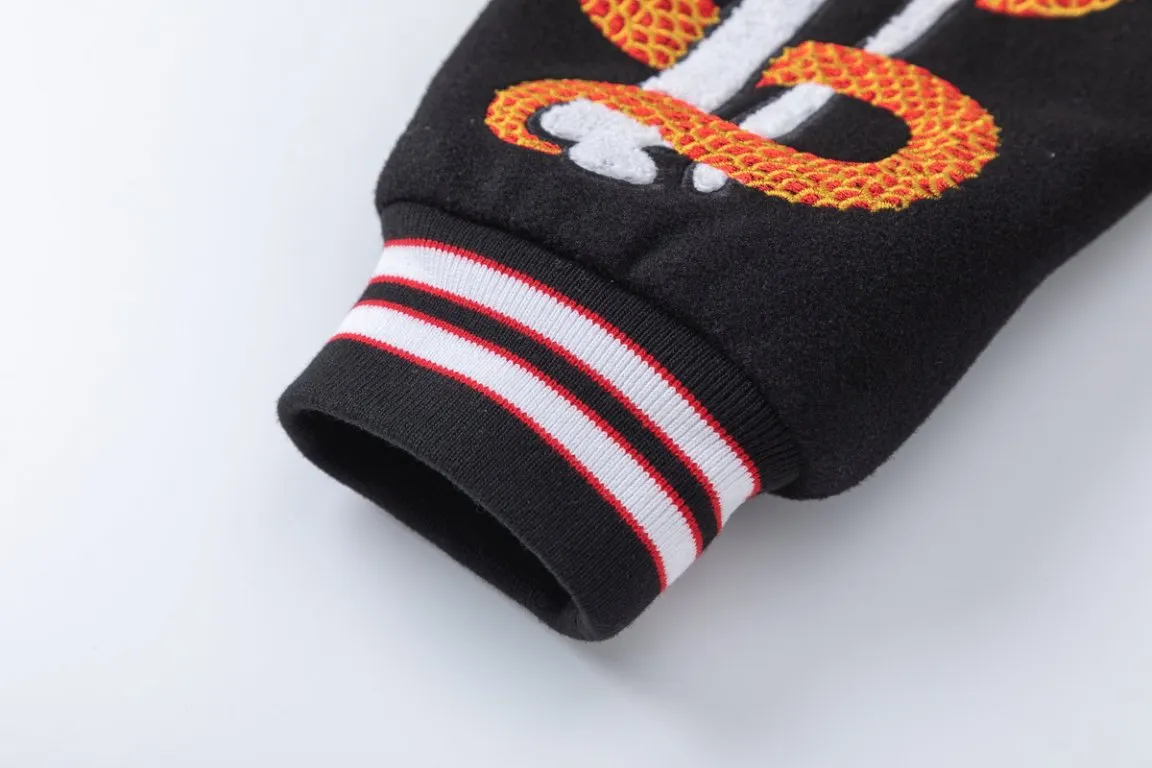 7186#P456, AMIRI Year of the Snake limited edition casual baseball uniform, color: black, size: S M L XL