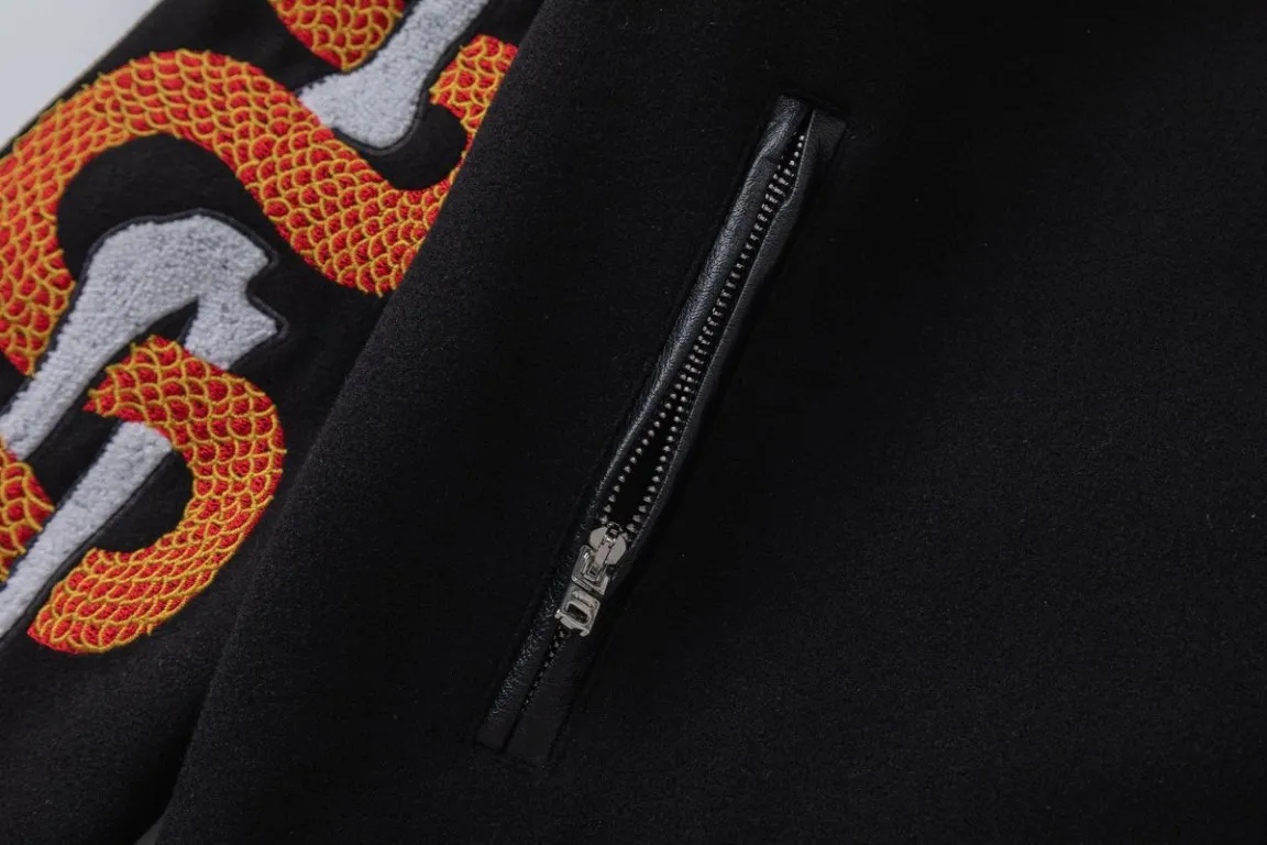 7186#P456, AMIRI Year of the Snake limited edition casual baseball uniform, color: black, size: S M L XL