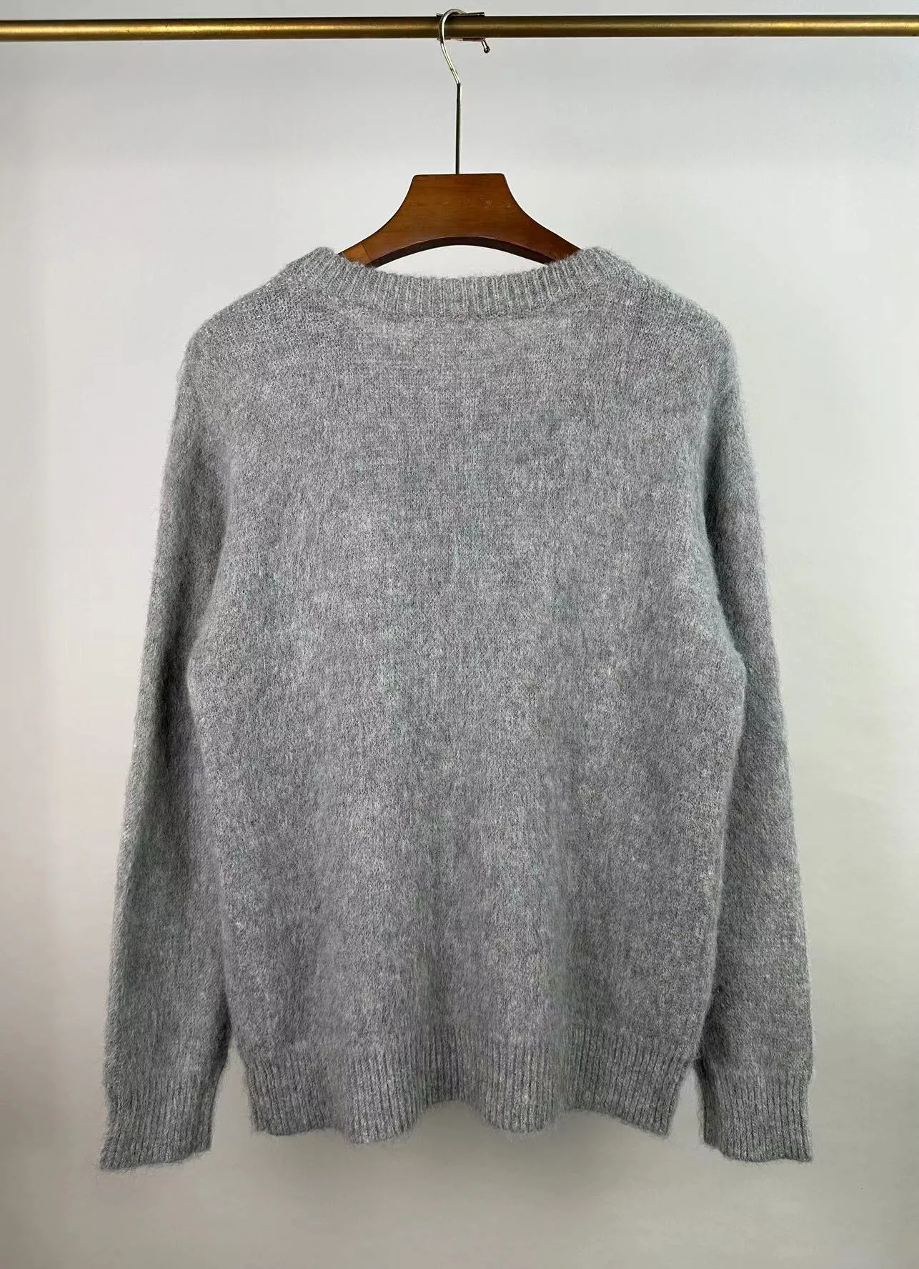 P240 🎉AMIRI new seahorse wool sweater, exclusive large logo jacquard on the front, color: gray black digital: S M L XL XXL
