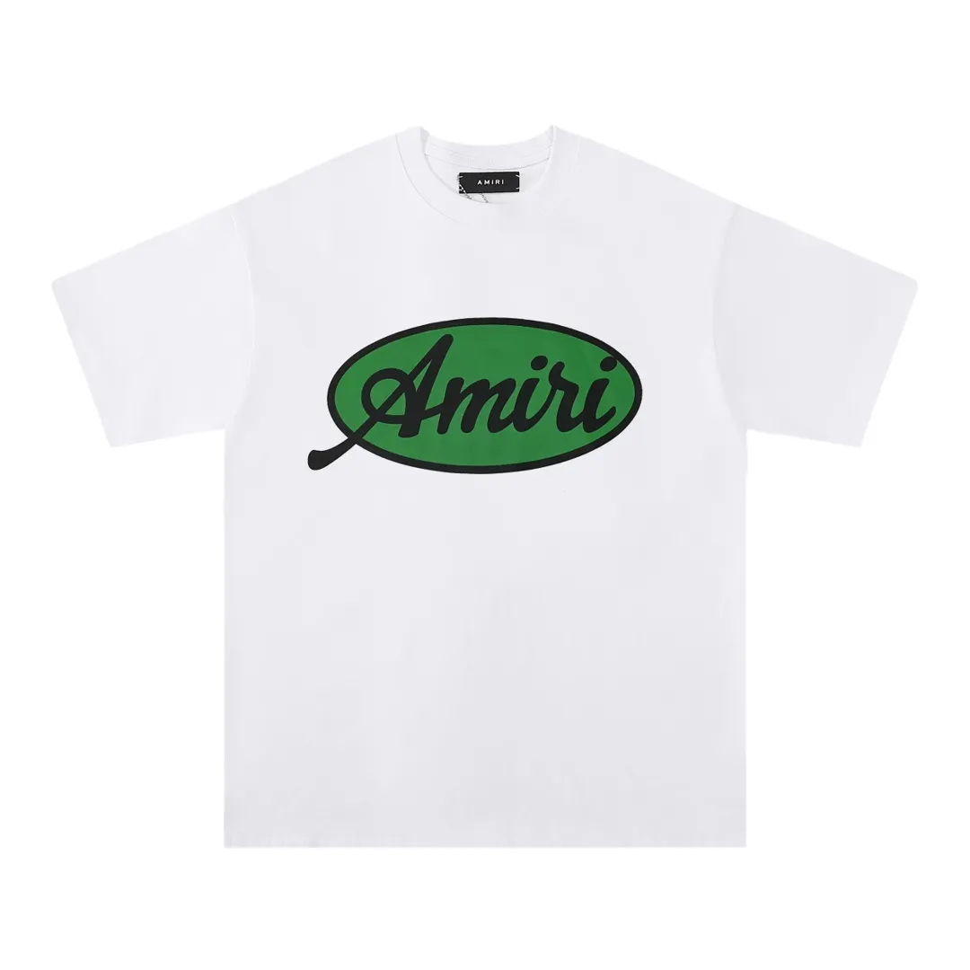 Style number: 729 P114 Fabric: 260g double yarn AMIRI 2025 spring and summer new logo round neck T-shirt high street same style for men and women loose classic letter short sleeves Color: black. White Size: S M L XL