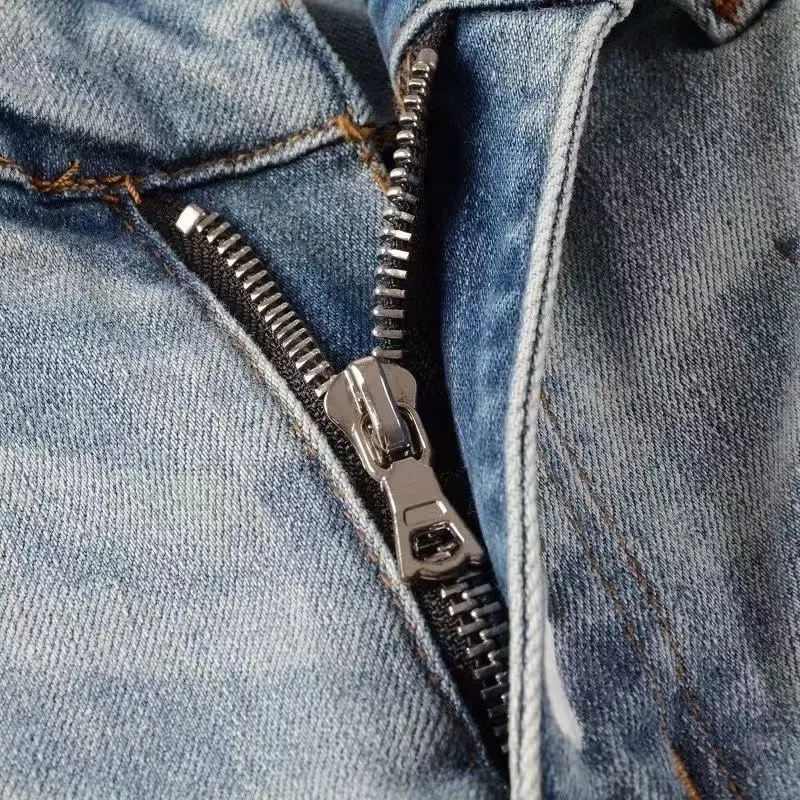 #M63 P168💰 AMIRI splashed ink jeans trousers AMIRI high street basic ripped tight elastic jeans trousers amiri brand jeans break the production process and cutting of the original jeans, the fabrics are softer and more comfortable Hand-sewn collar label Customized logo buttons Genuine leather tag Color: Picture color Size: 30-32-34-36