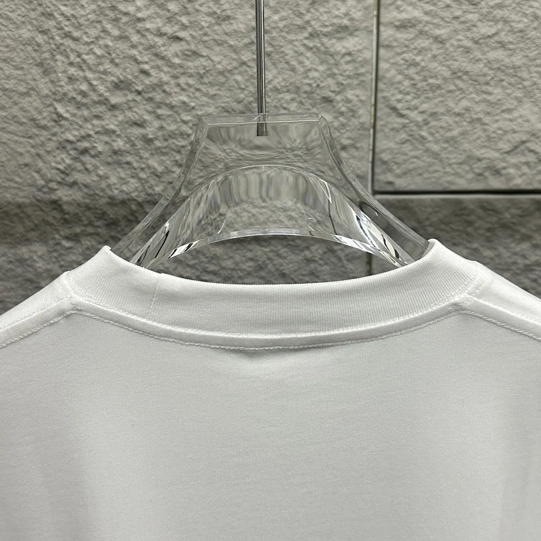 🅿️180 Ami* Love Embroidery 2025 Spring and Summer New Love Tower A embroidered letter pattern Customized double yarn plain cotton fabric Short-sleeved T-shirt Uniform for men and women Color: White Angora Red Black Size: S (90-130 catties) M (120-150 catties) L (140-165 catties) XL (160-180 catties) XXL (180-210 pounds)