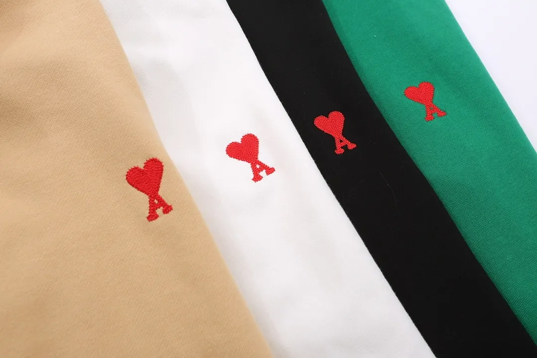 CY609#ami2021 new autumn and winter A letter small love hooded zipper cardigan sweatshirt jacket for men and women. Color: black white khaki green. Size: S-XL