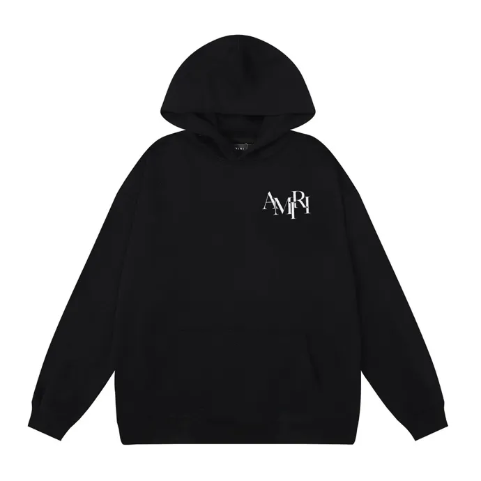 Style number: 877 P230 Fabric: 360g pure cotton terry sweatshirt AMIRI 2025 autumn and winter new logo hooded terry sweatshirt high street unisex loose classic letter jacket Color: Black White Size: S M L XL