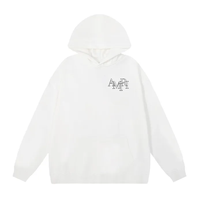 Style number: 877 P230 Fabric: 360g pure cotton terry sweatshirt AMIRI 2025 autumn and winter new logo hooded terry sweatshirt high street unisex loose classic letter jacket Color: Black White Size: S M L XL