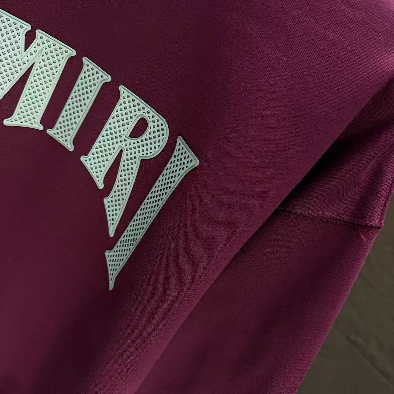 P210 AMIRI* 2025 autumn and winter new round neck sweatshirt 400g terry cotton letter logo lettering film thick plate glue Color: black white blue purple code number: S M L XL XXL