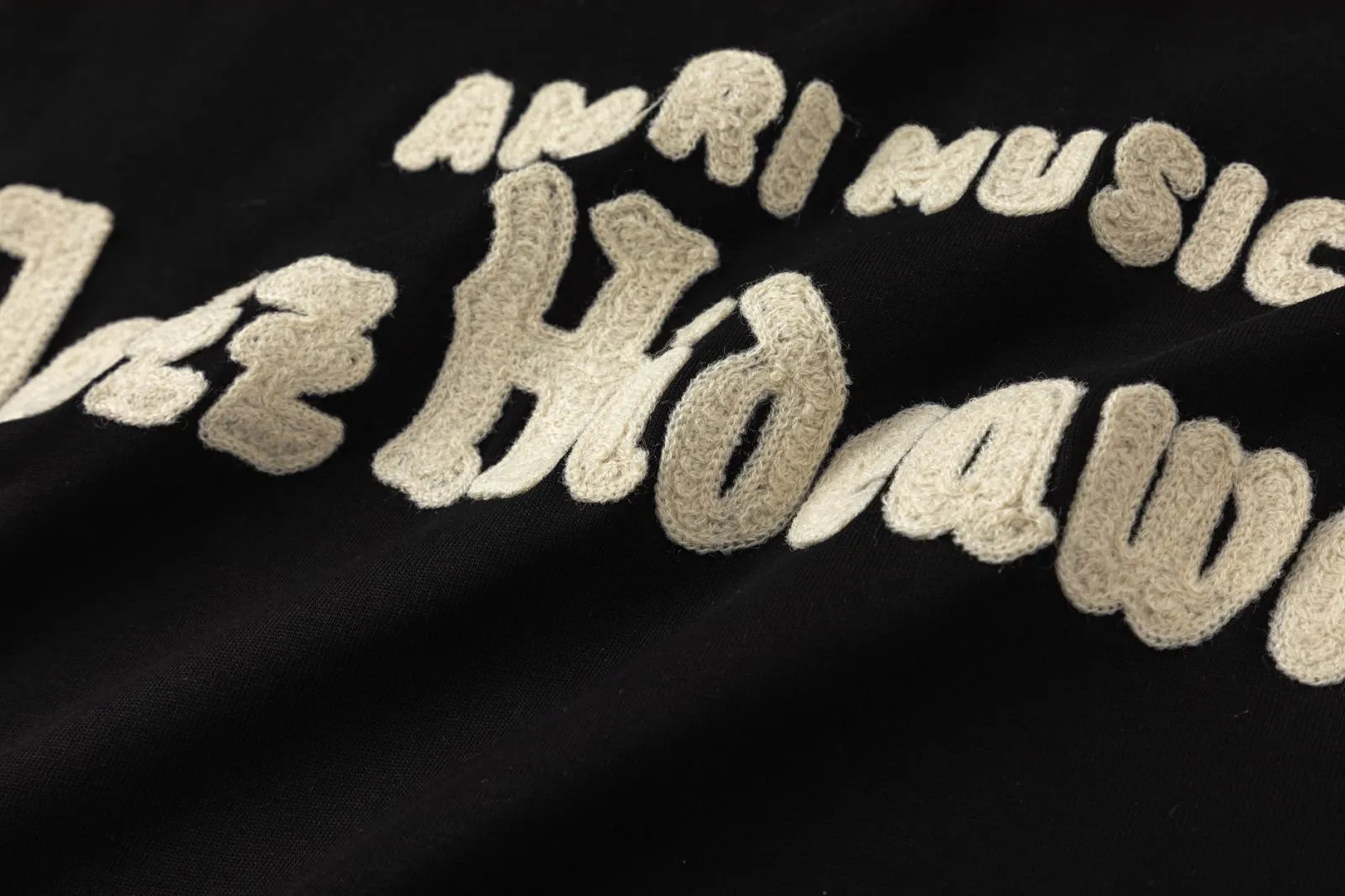 8038#P160, AMIRI antique thread logo embroidered loose version T-shirt, made of 300 grams of fabric, color: black, size: S M L XL