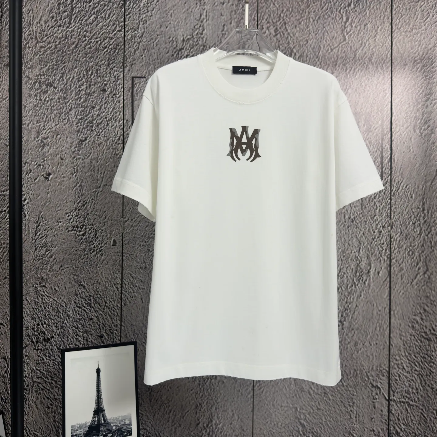 P170 𝙉𝙚𝙬⚜️AMl Amy》 2026 spring and summer new short-sleeved T-shirt, heavyweight pure cotton, washed and distressed, flocked and foamed letter personalized style Color: White Gray Purple Black Size: S M L XL XXL