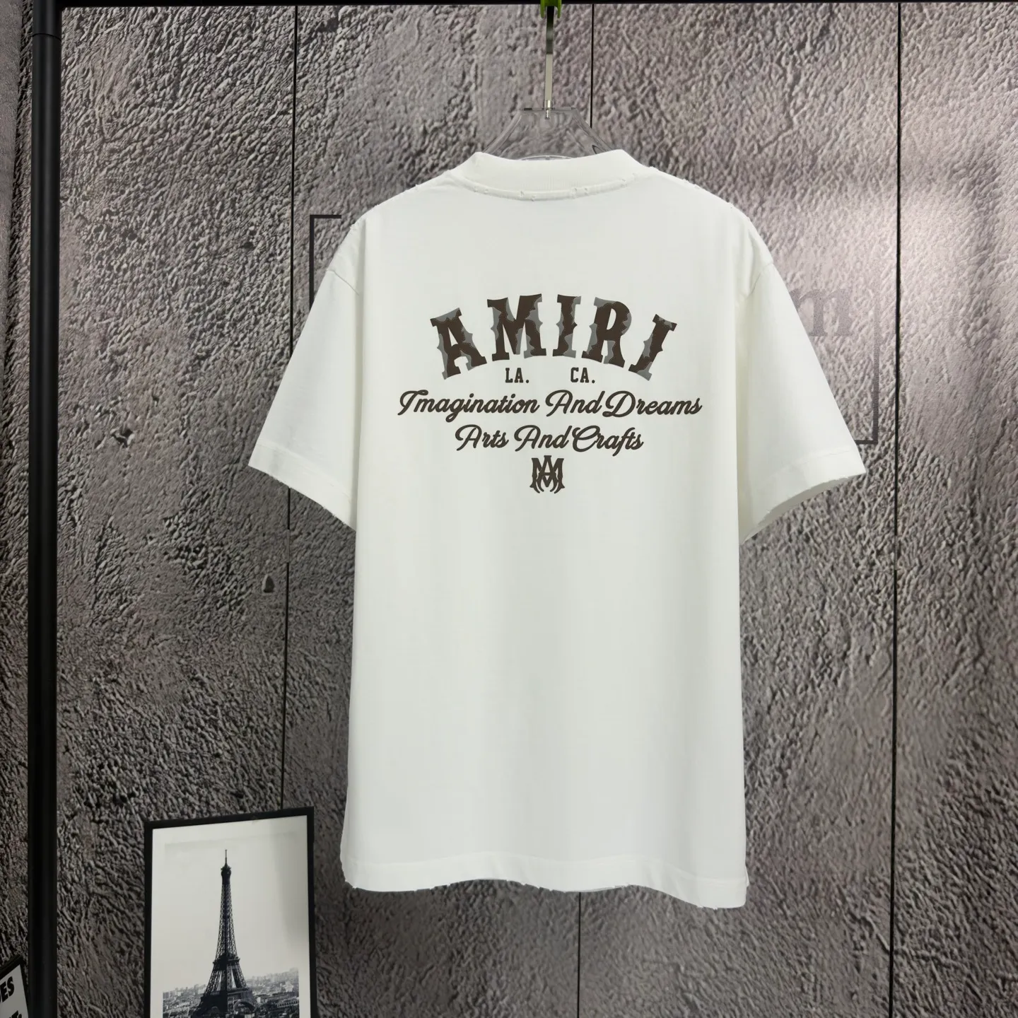 P170 𝙉𝙚𝙬⚜️AMl Amy》 2026 spring and summer new short-sleeved T-shirt, heavyweight pure cotton, washed and distressed, flocked and foamed letter personalized style Color: White Gray Purple Black Size: S M L XL XXL