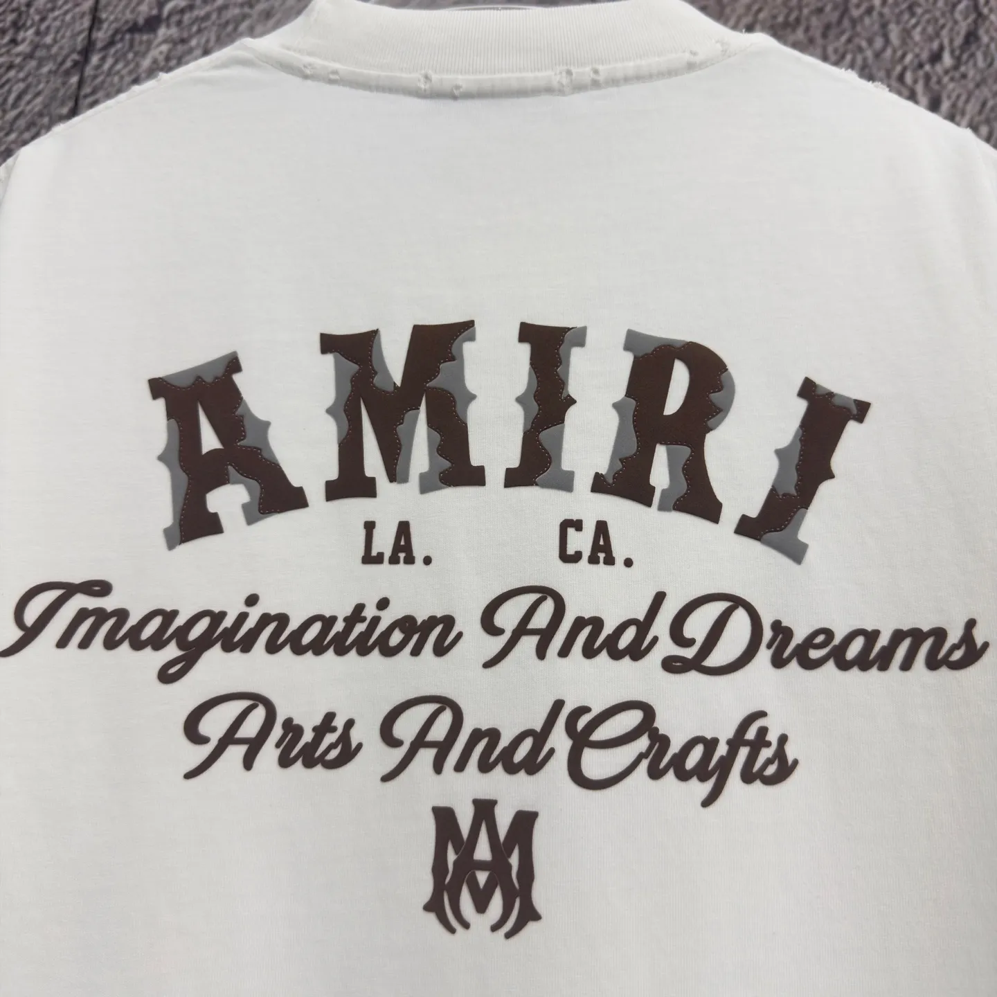P170 𝙉𝙚𝙬⚜️AMl Amy》 2026 spring and summer new short-sleeved T-shirt, heavyweight pure cotton, washed and distressed, flocked and foamed letter personalized style Color: White Gray Purple Black Size: S M L XL XXL