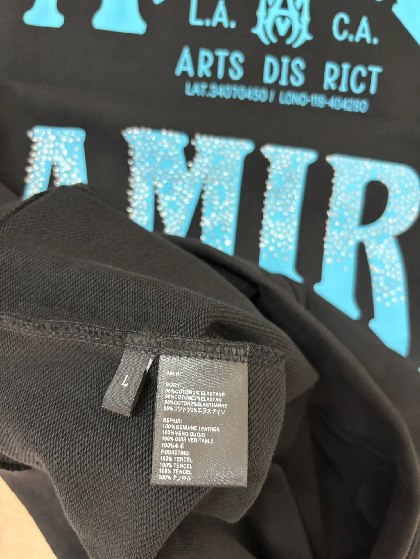 896 P230 autumn and winter new product AMIRI real shot sweatshirt black hanging shot S. M. L. XL