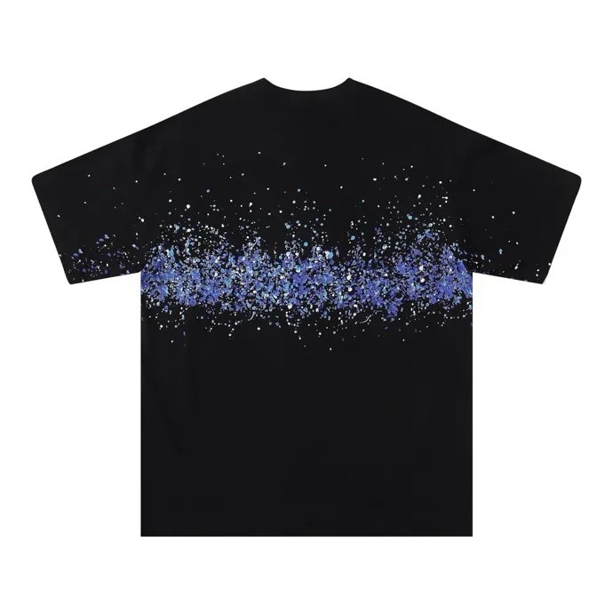 Style number: 657 P126 Fabric: 260g double yarn AMIRI 2025 spring and summer new logo round neck T-shirt high street same style for men and women loose classic ink splashed letter short sleeves Color: black white code number: S M L XL
