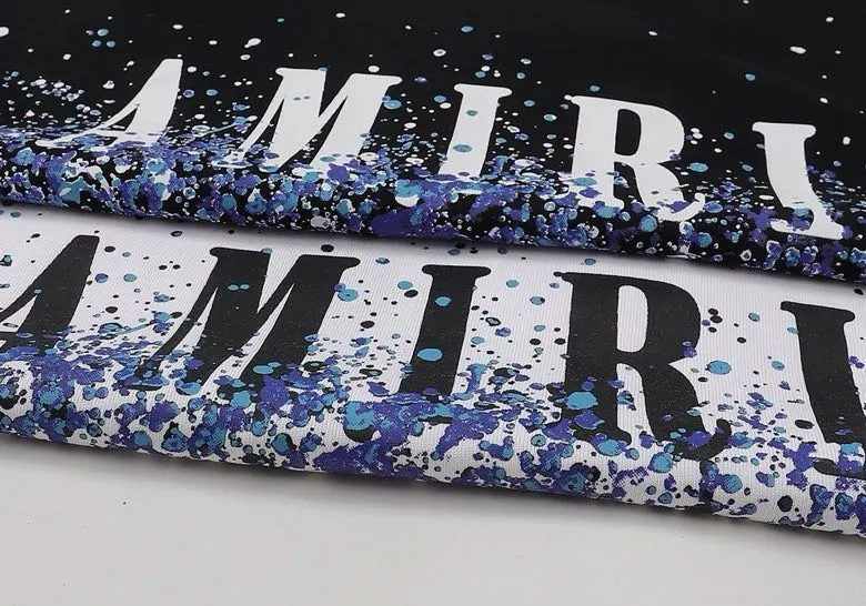 Style number: 657 P126 Fabric: 260g double yarn AMIRI 2025 spring and summer new logo round neck T-shirt high street same style for men and women loose classic ink splashed letter short sleeves Color: black white code number: S M L XL