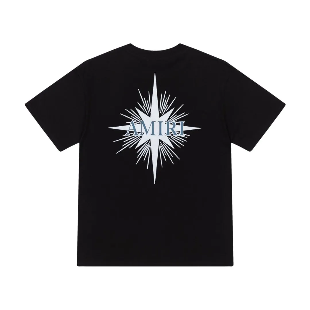 8042#P144, AMIRI hand-printed logo loose-fitting short-sleeved T-shirt, made of 300g fabric, color: black, white, size: S M L XL
