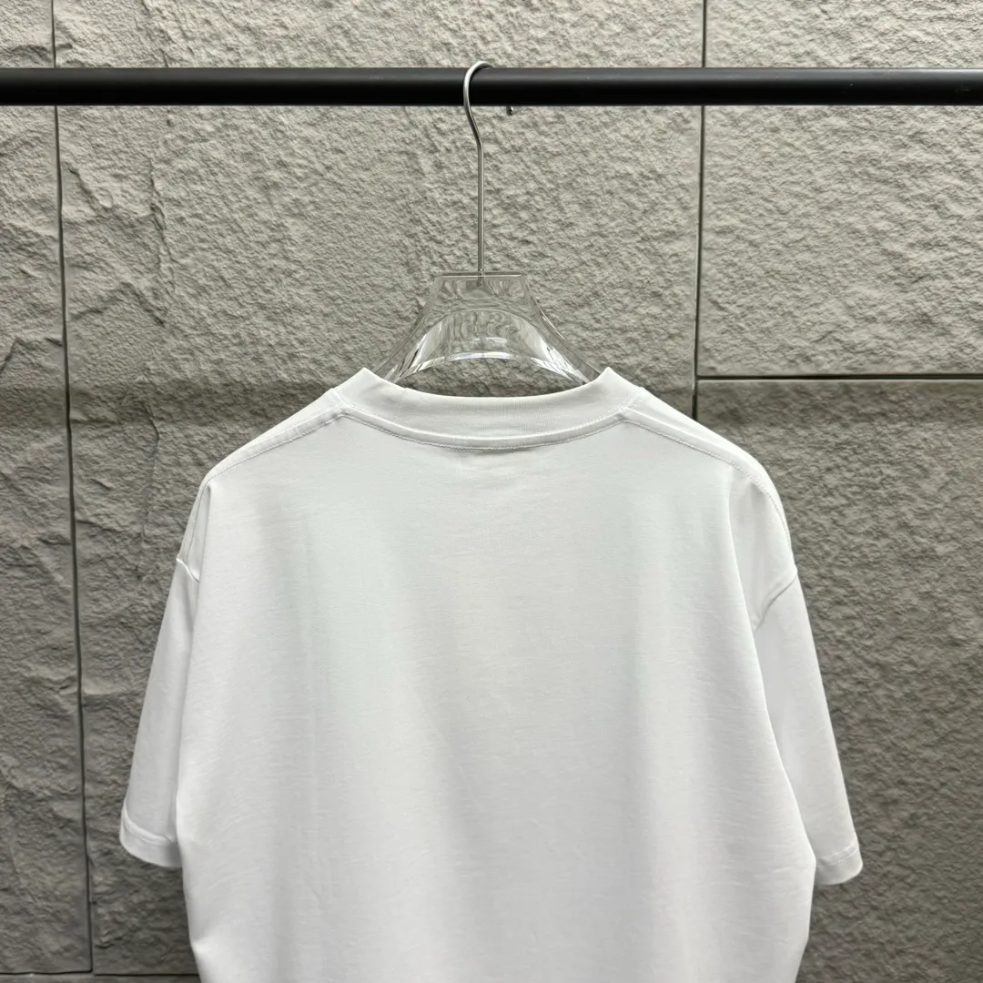 🅿️180 Ami* love embroidery 2025 spring and summer new style Hollow love A embroidered with personalized letters Customized double yarn plain cotton fabric Short-sleeved T-shirt Same style for men and women Color: white floral gray black Size: S (90-130 pounds) M (120-150 pounds) L (140-165 pounds) XL (160-180 pounds) XXL (180-210 pounds)