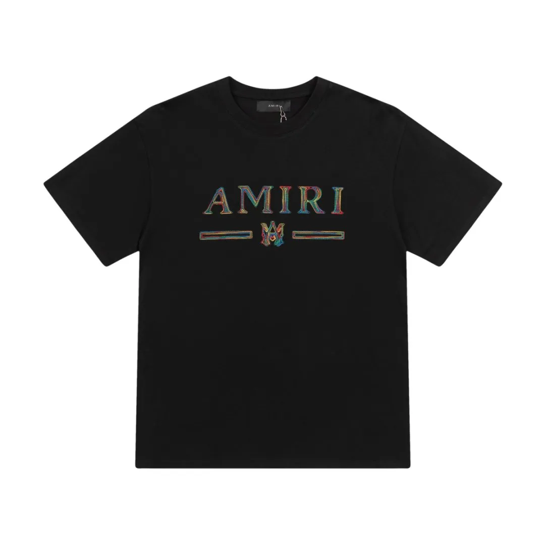 8021#P150amiri colorful patch embroidered logo, made of 300g weight fabric, color: black, white. Size: S M L XL