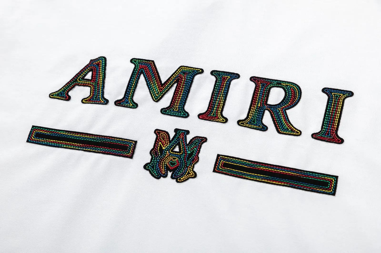 8021#P150amiri colorful patch embroidered logo, made of 300g weight fabric, color: black, white. Size: S M L XL