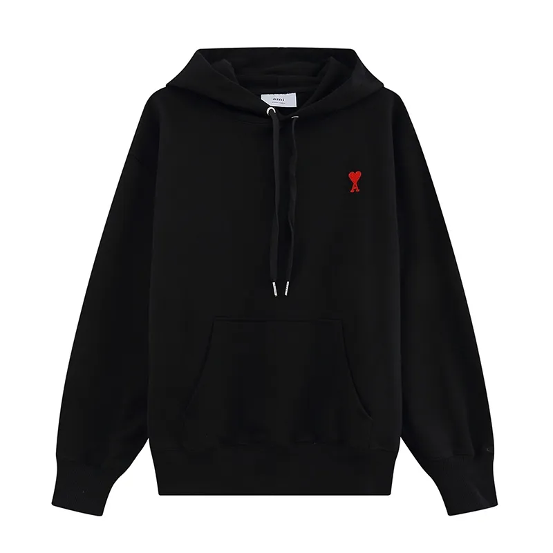 CY605# Ami Paris 2021 early autumn new product Ami de Coeur classic red small love embroidered hooded sweatshirt for men and women 380G sweatshirt terry fabric color: black white khaki colorful blue floral gray green code number: S-XL