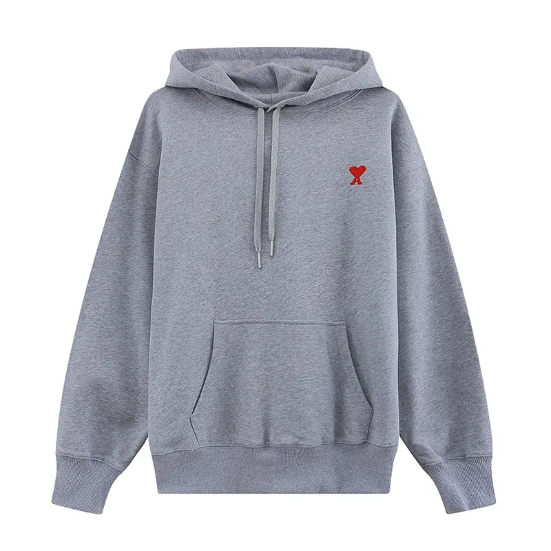 CY605# Ami Paris 2021 early autumn new product Ami de Coeur classic red small love embroidered hooded sweatshirt for men and women 380G sweatshirt terry fabric color: black white khaki colorful blue floral gray green code number: S-XL