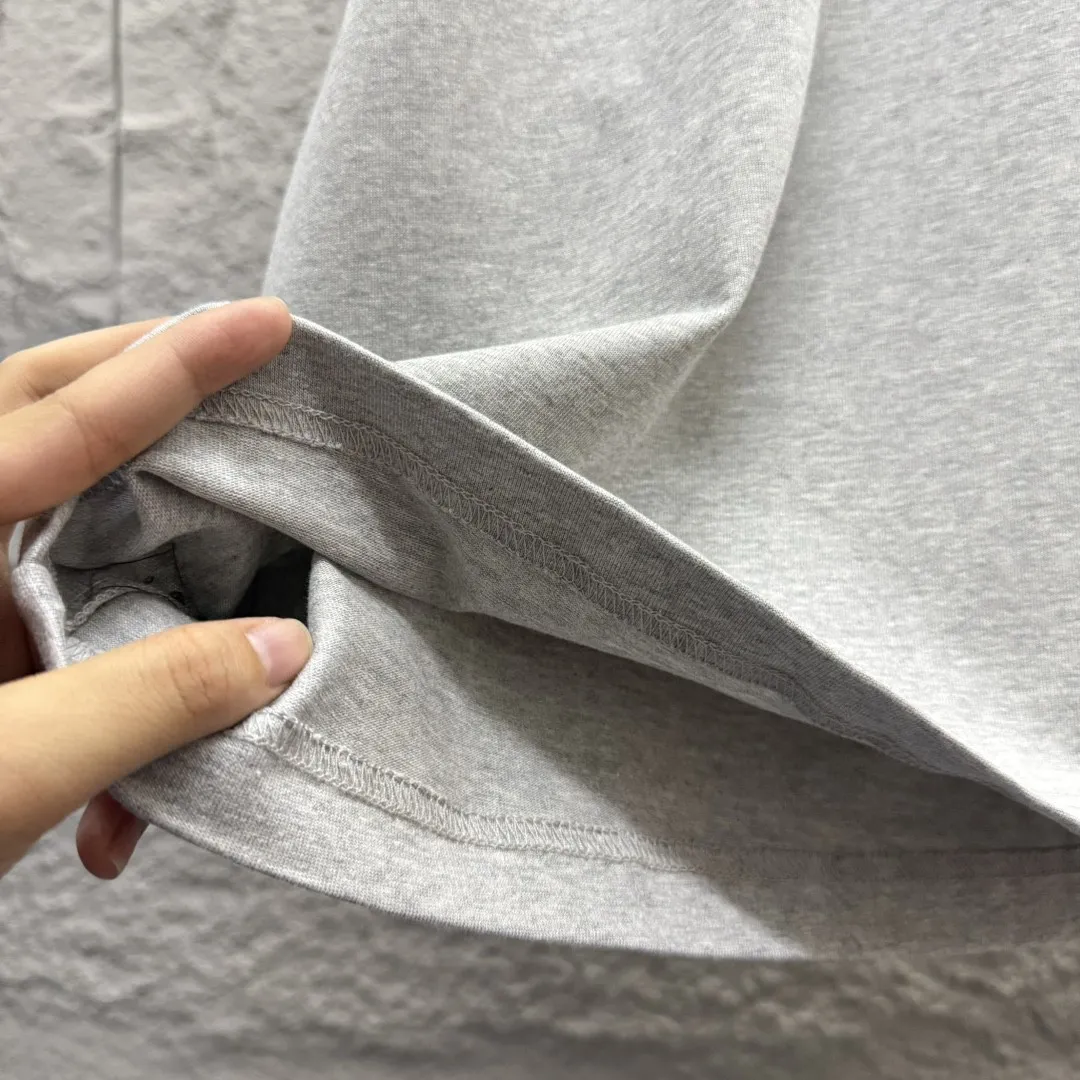 🅿️180 Ami* 2025 Spring and Summer New Style Embroidered yellow little love Customized double yarn plain cotton fabric Short-sleeved T-shirt Uniform for men and women Color: Black White Floral Gray Angora Red Size: S (90-130 catties) M (120-150 catties) L (140-165 catties) XL (160-180 catties) XXL (180-210 pounds)