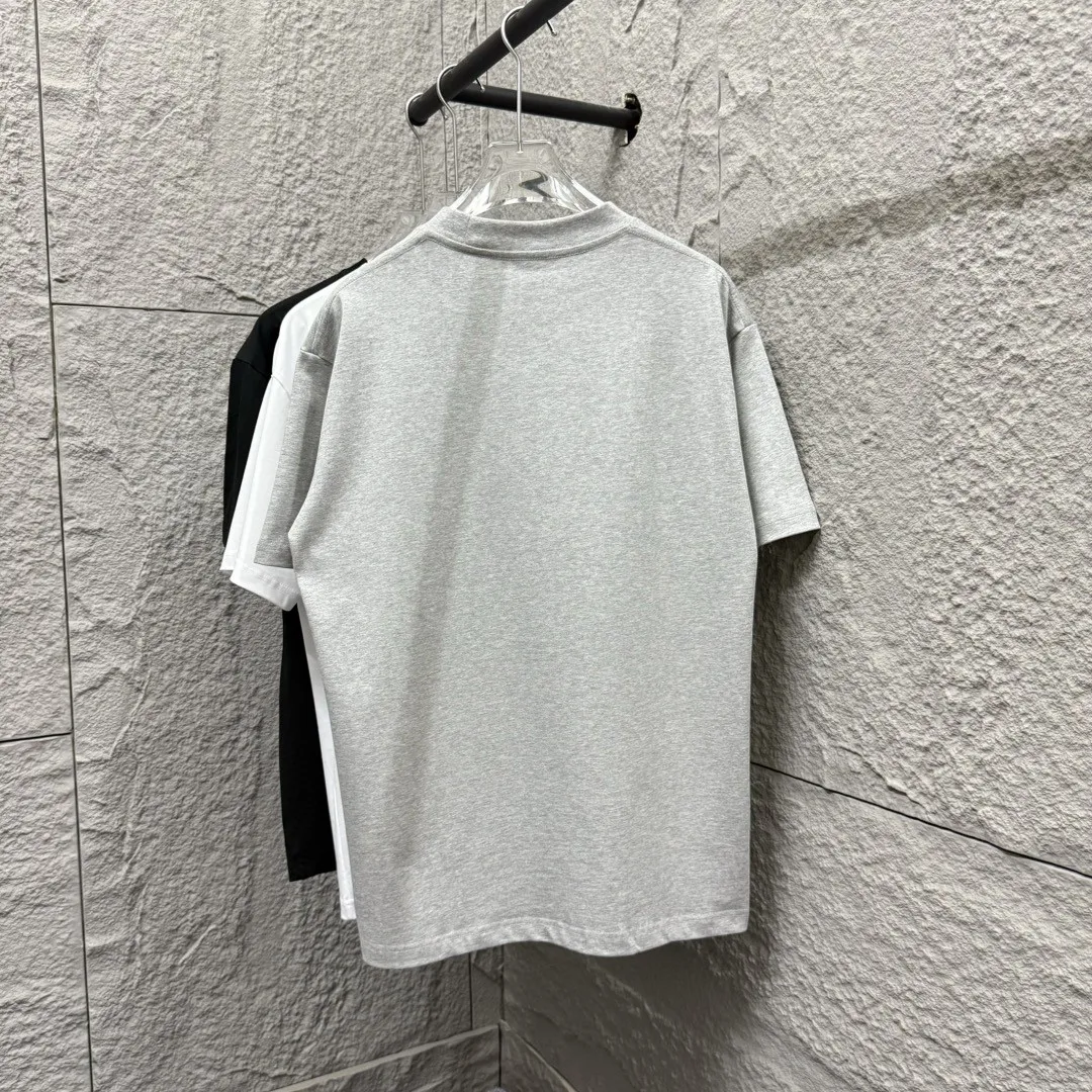 🅿️180 Ami* 2025 Spring and Summer New Style Embroidered yellow little love Customized double yarn plain cotton fabric Short-sleeved T-shirt Uniform for men and women Color: Black White Floral Gray Angora Red Size: S (90-130 catties) M (120-150 catties) L (140-165 catties) XL (160-180 catties) XXL (180-210 pounds)