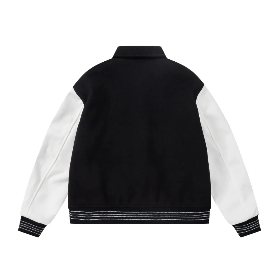 7033#P410Amiri autumn and winter 22SS bone towel embroidered jacket small fragrance American casual baseball uniform trendy jacket for men. Color: black and white, black and blue. Size: S M L XL