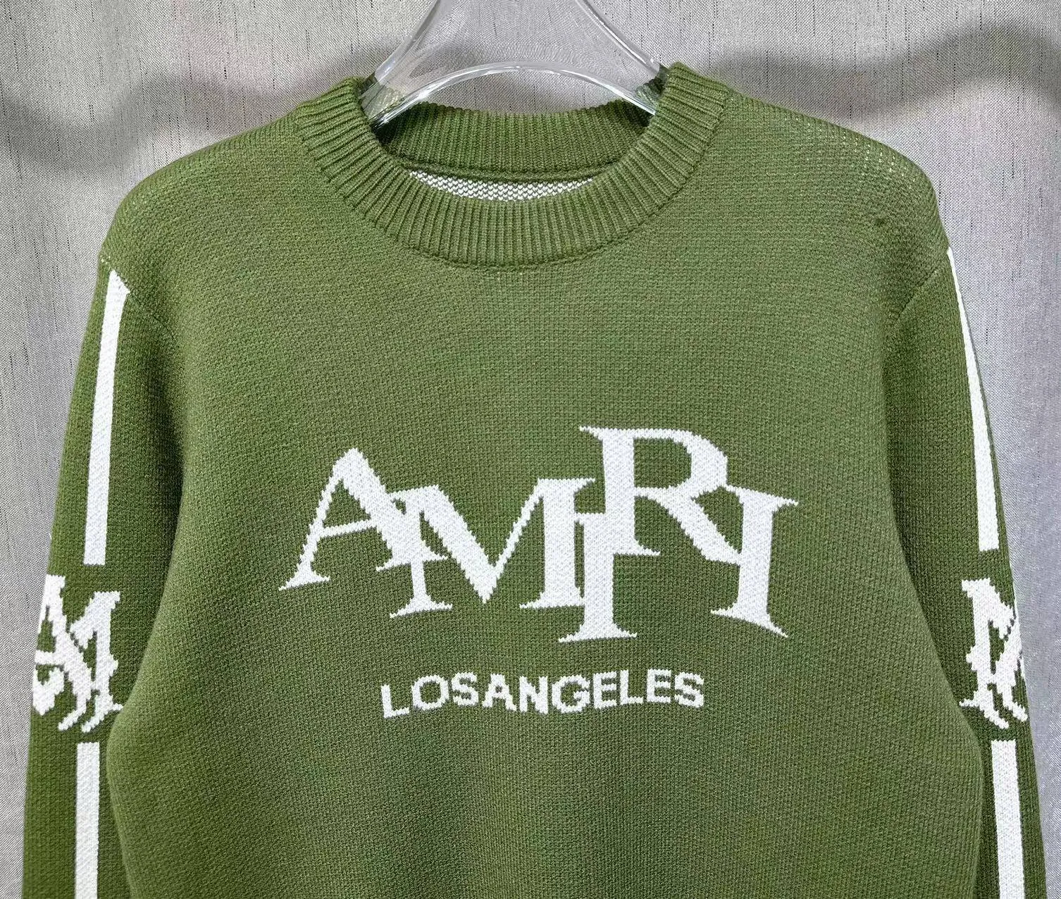 P230 🎉AMIRI new autumn and winter sweater Amiri letter jacquard on the front, large back Ⓜ️Exclusive Logo jacquard Color: Green Black Royal Blue Size: S M L XL XXL