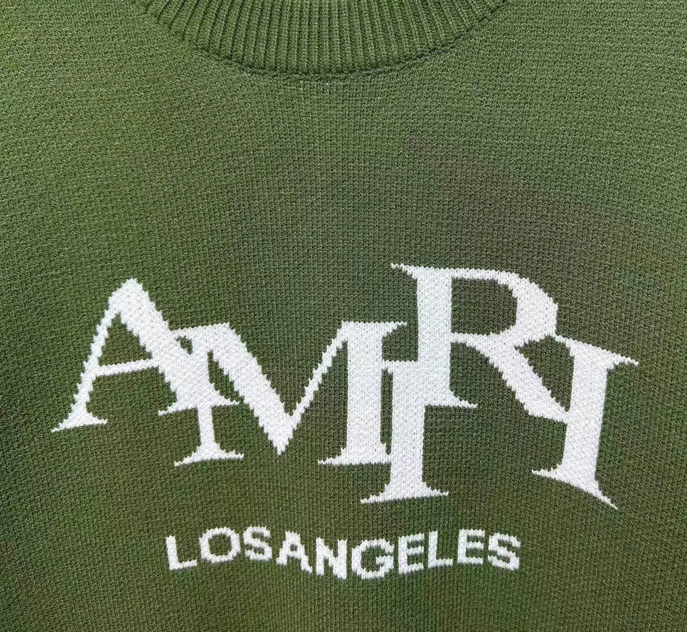 P230 🎉AMIRI new autumn and winter sweater Amiri letter jacquard on the front, large back Ⓜ️Exclusive Logo jacquard Color: Green Black Royal Blue Size: S M L XL XXL