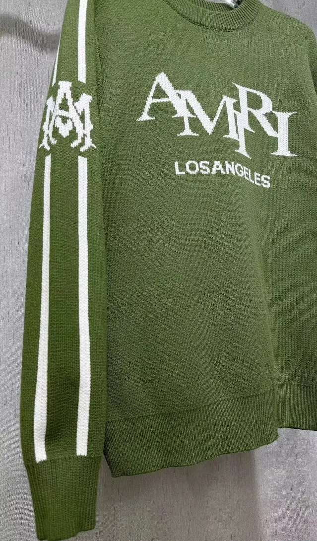 P230 🎉AMIRI new autumn and winter sweater Amiri letter jacquard on the front, large back Ⓜ️Exclusive Logo jacquard Color: Green Black Royal Blue Size: S M L XL XXL