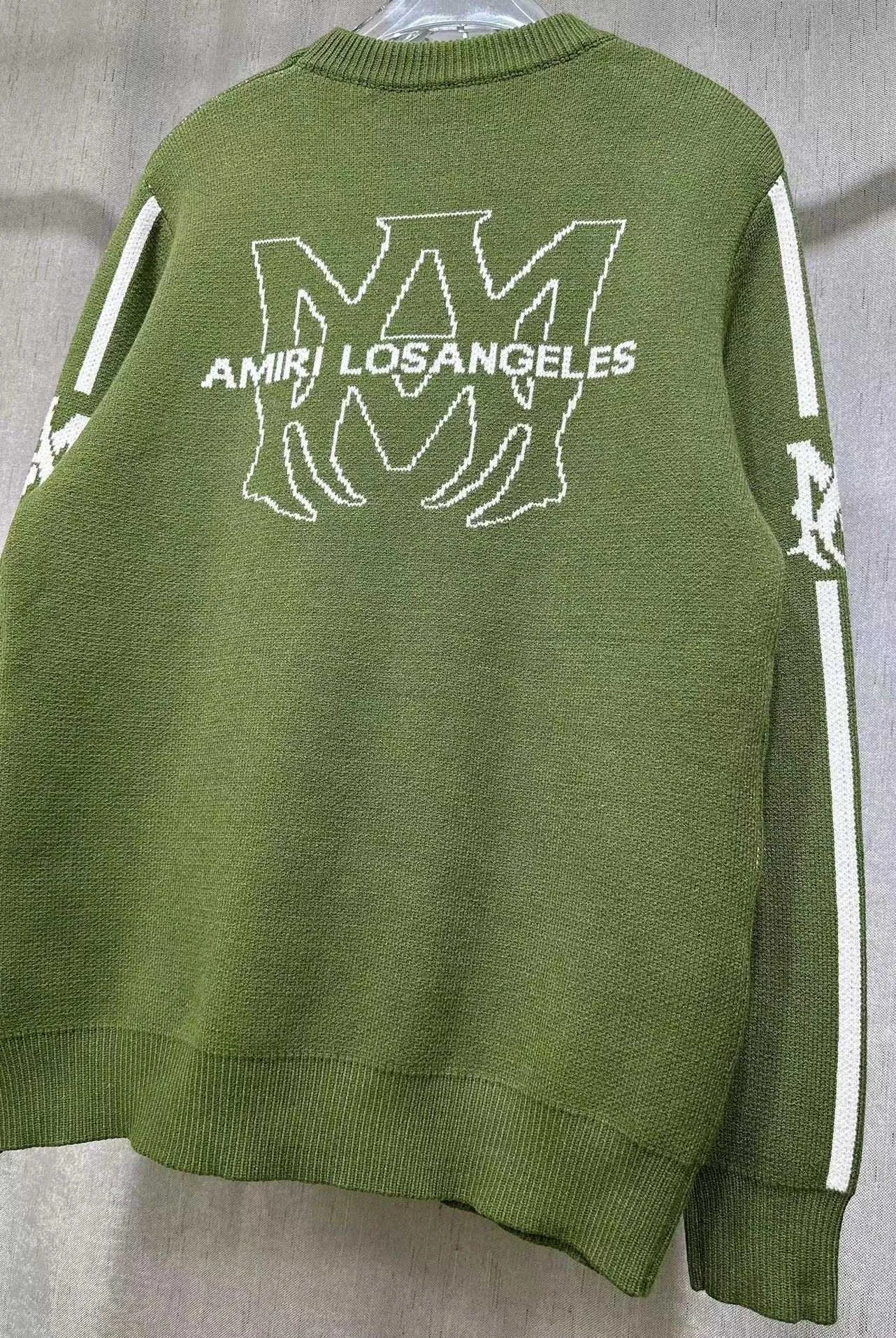 P230 🎉AMIRI new autumn and winter sweater Amiri letter jacquard on the front, large back Ⓜ️Exclusive Logo jacquard Color: Green Black Royal Blue Size: S M L XL XXL