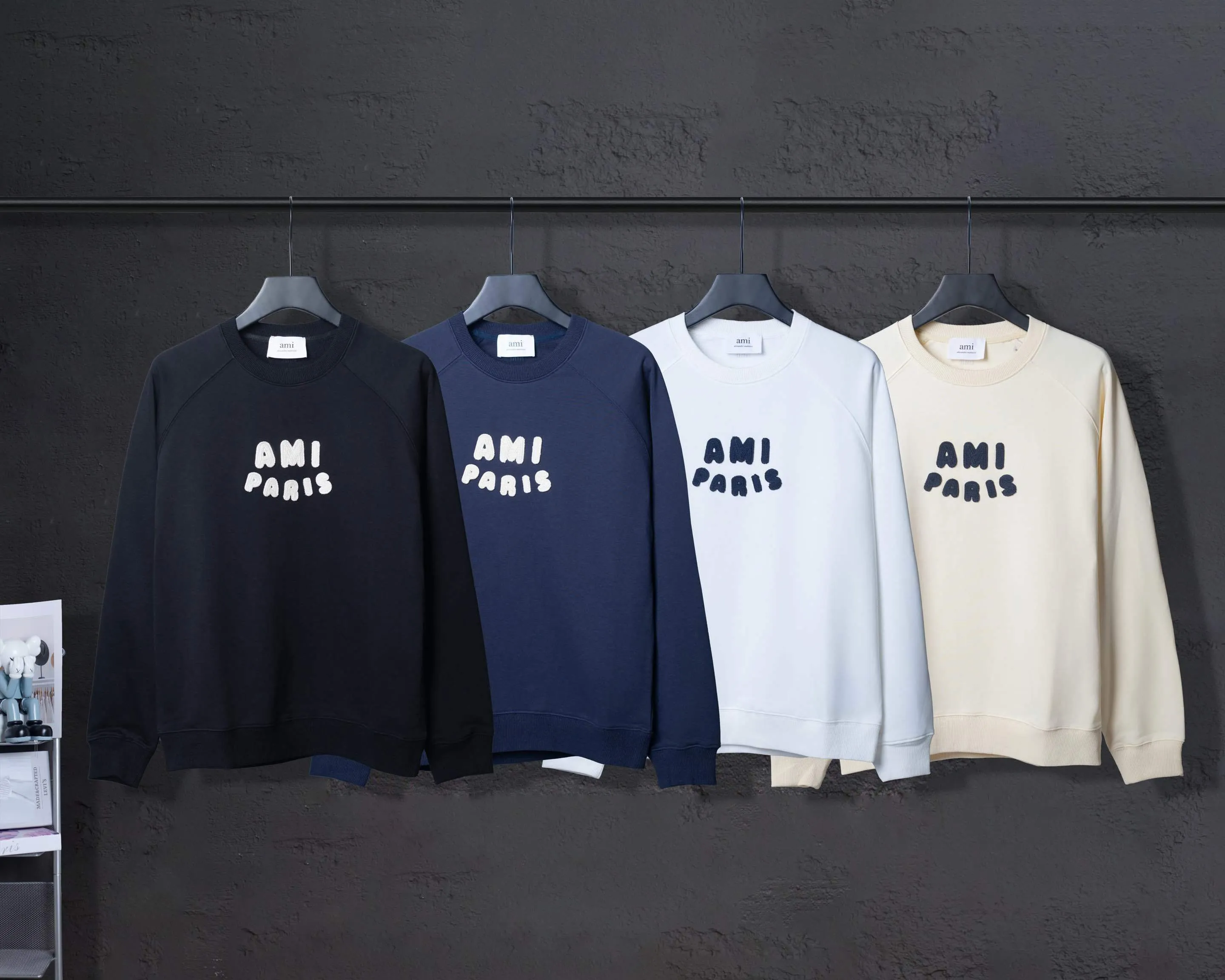 P160 AMI 25 autumn and winter new classic eight-letter custom stamp Customized 360g pure cotton fabric High version New main wheat Washed wheat Same style for men and women Color: white, black, royal blue, apricot Size: S-XL