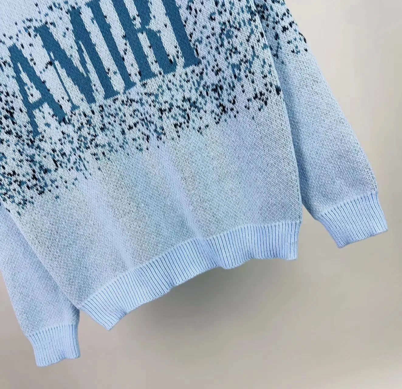 P250 🎉AMIRI new autumn and winter sweater classic logo jacquard on the front Color: Black Sky Blue Grass Green Size: S M L XL XXL