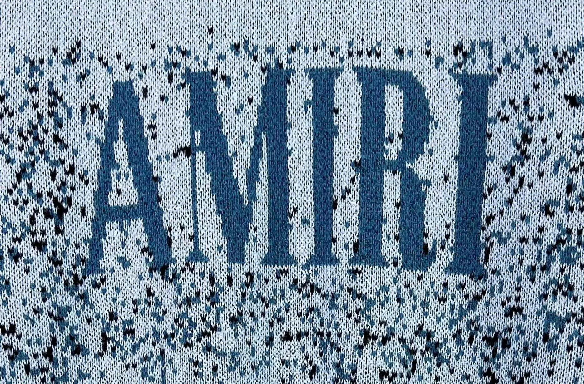 P250 🎉AMIRI new autumn and winter sweater classic logo jacquard on the front Color: Black Sky Blue Grass Green Size: S M L XL XXL