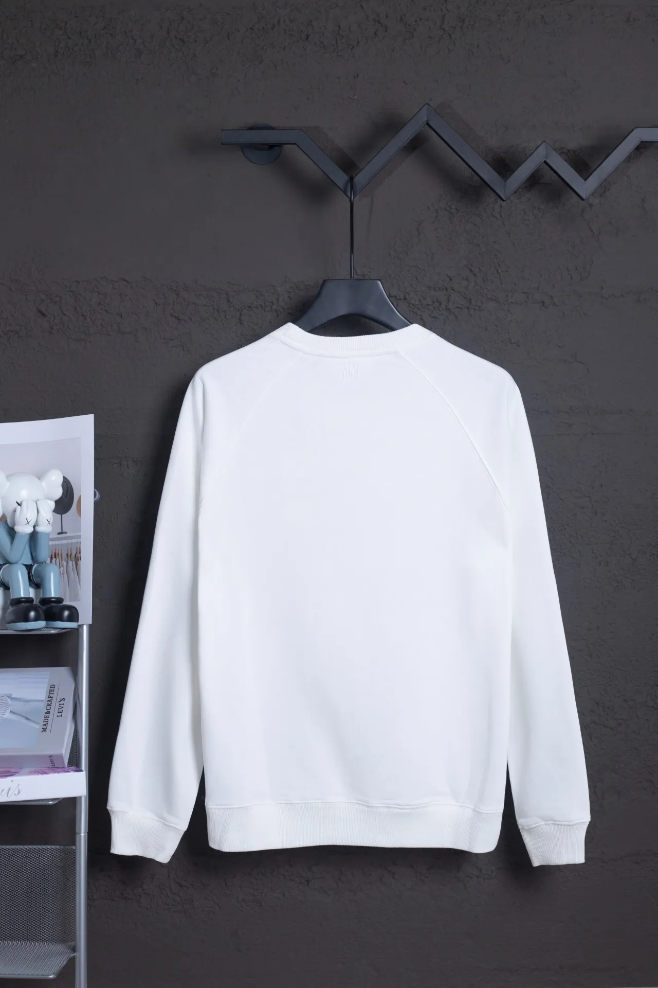 P160 AMI 25 autumn and winter new classic eight-letter custom stamp, customized 360g pure cotton fabric, high version, new main wheat, washed wheat, same style for men and women, color: white, size: S-XL
