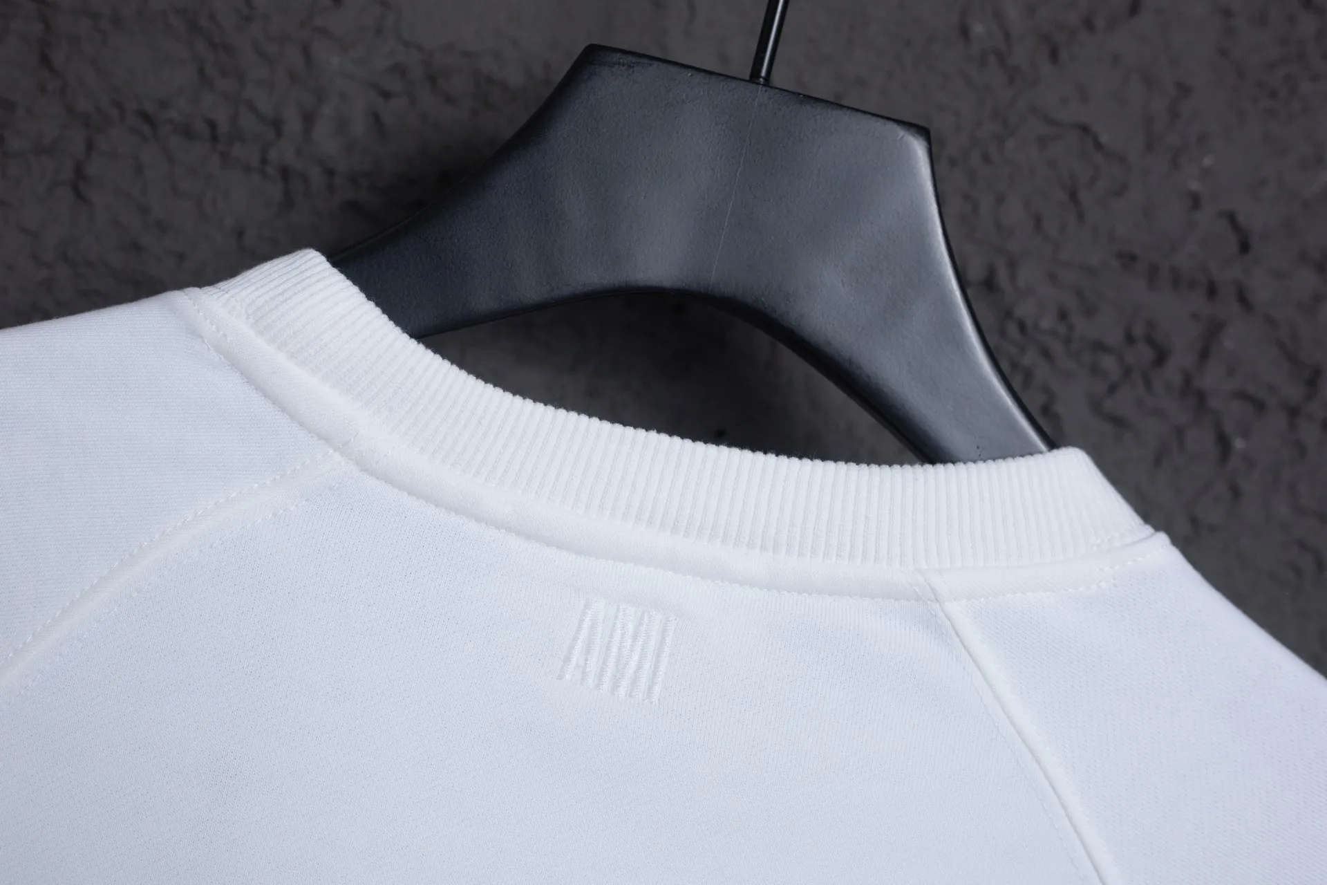 P160 AMI 25 autumn and winter new classic eight-letter custom stamp, customized 360g pure cotton fabric, high version, new main wheat, washed wheat, same style for men and women, color: white, size: S-XL