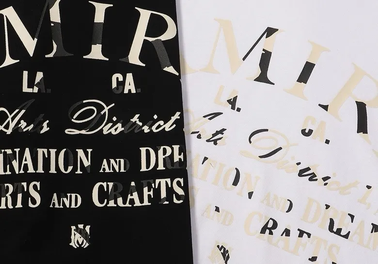 Style number: 704 P114 Fabric: 260g double yarn AMIRI 2025 spring and summer new logo round neck T-shirt high street unisex style loose classic letter short sleeves Color: white black Size: S M L XL