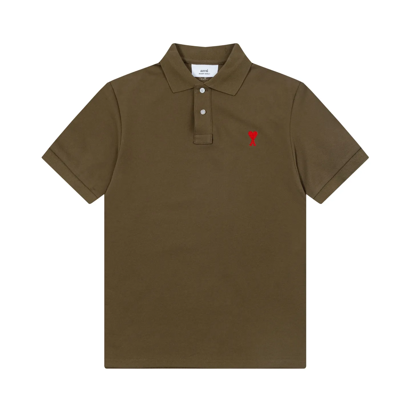 116# AMI Paris spring and summer reverse collar classic love embroidered letter A heart pure cotton men's and women's polo shirt short sleeve Color: black white sky orchid gray khaki color orchid Baolan military green dark green purple gray green light purple Code number: S-XL