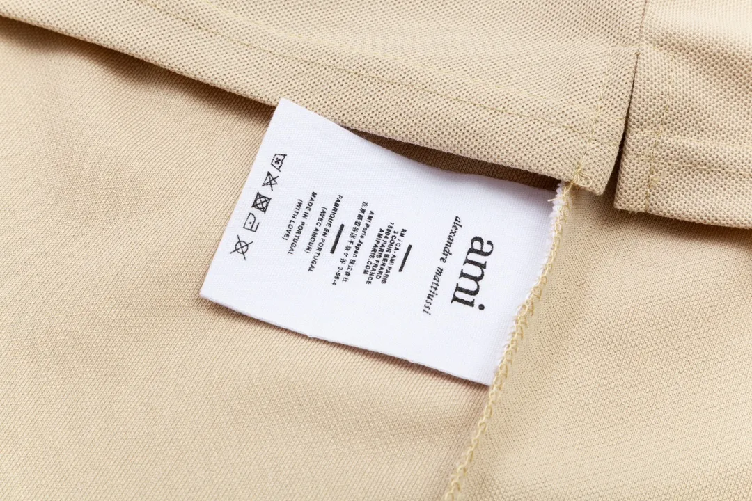116# AMI Paris spring and summer reverse collar classic love embroidered letter A heart pure cotton men's and women's polo shirt short sleeve Color: black white sky orchid gray khaki color orchid Baolan military green dark green purple gray green light purple Code number: S-XL