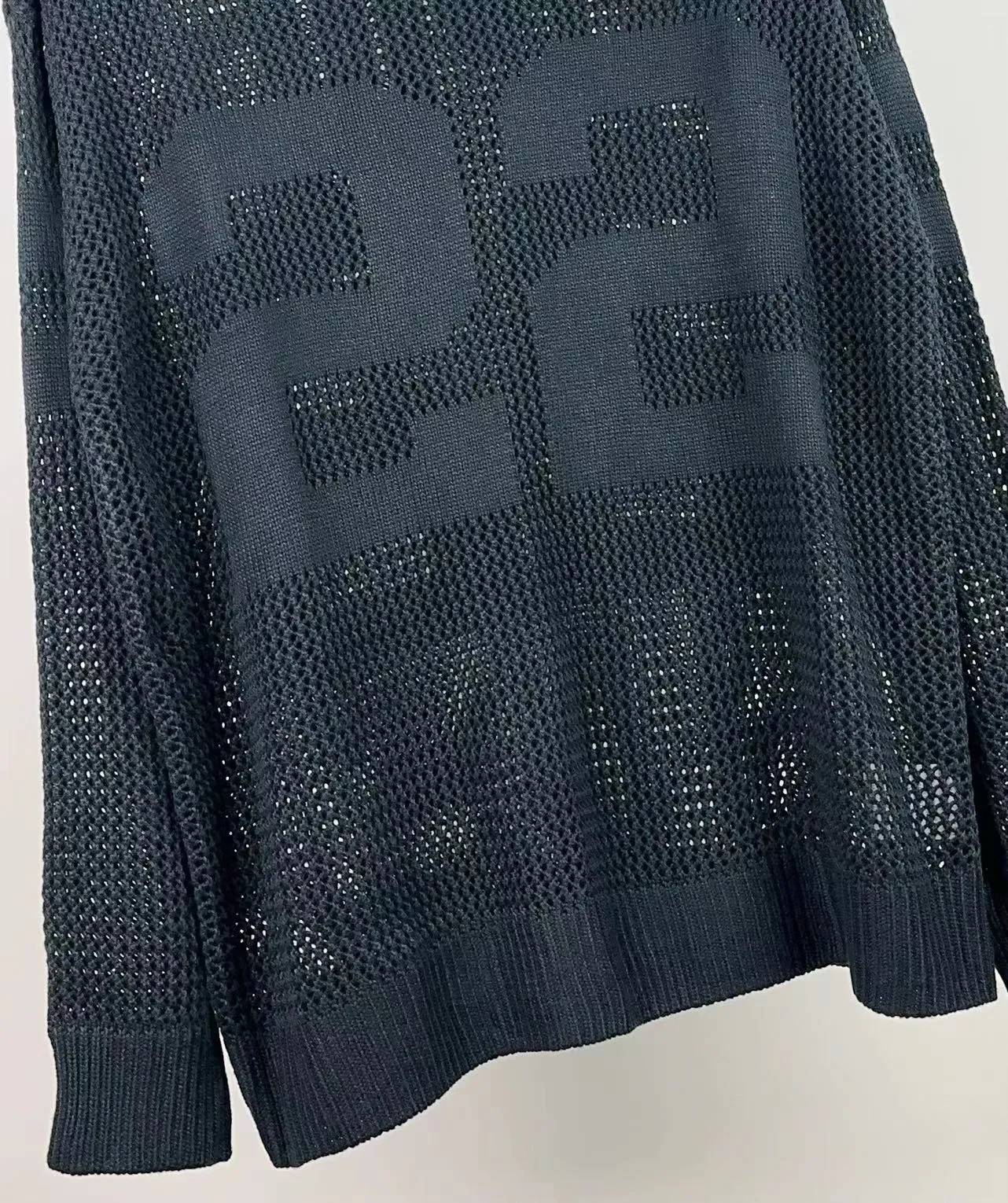P260 AMIRI new sweater, front and back logo jacquard, 🈵 body hollowed out with heavy craftsmanship, color: black, pearl white, size: S M L XL XXL