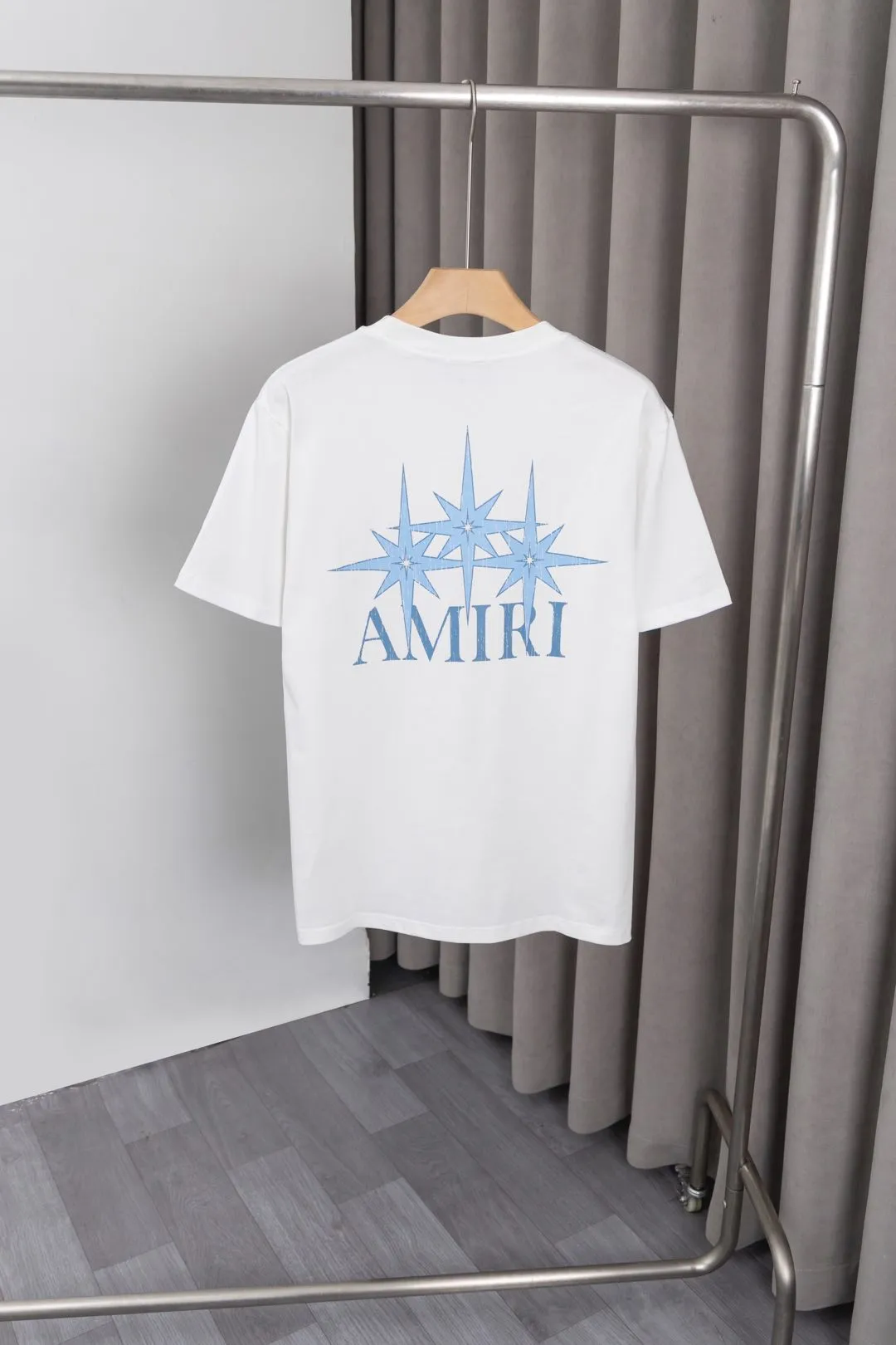 P134 S012 "𝙉𝙚𝙬♈️AMIRI" 🔥50ss new T-shirt, front and back color pattern + letter logo printing process, made of 260g double yarn cotton fabric, soft fabric, fashionable and versatile, same style for men and women. Color: black, white, size: M～3XL