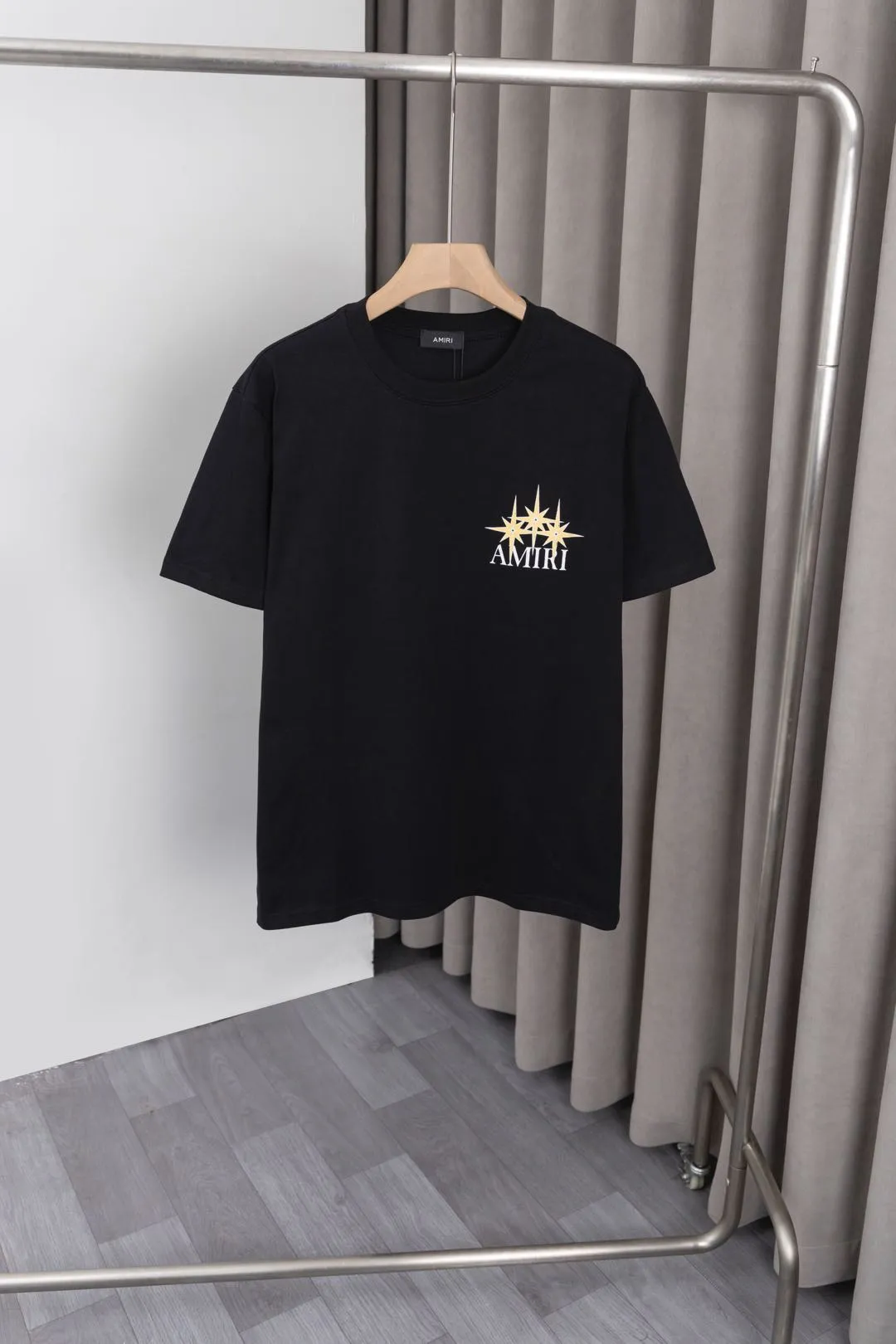P134 S012 "𝙉𝙚𝙬♈️AMIRI" 🔥50ss new T-shirt, front and back color pattern + letter logo printing process, made of 260g double yarn cotton fabric, soft fabric, fashionable and versatile, same style for men and women. Color: black, white, size: M～3XL