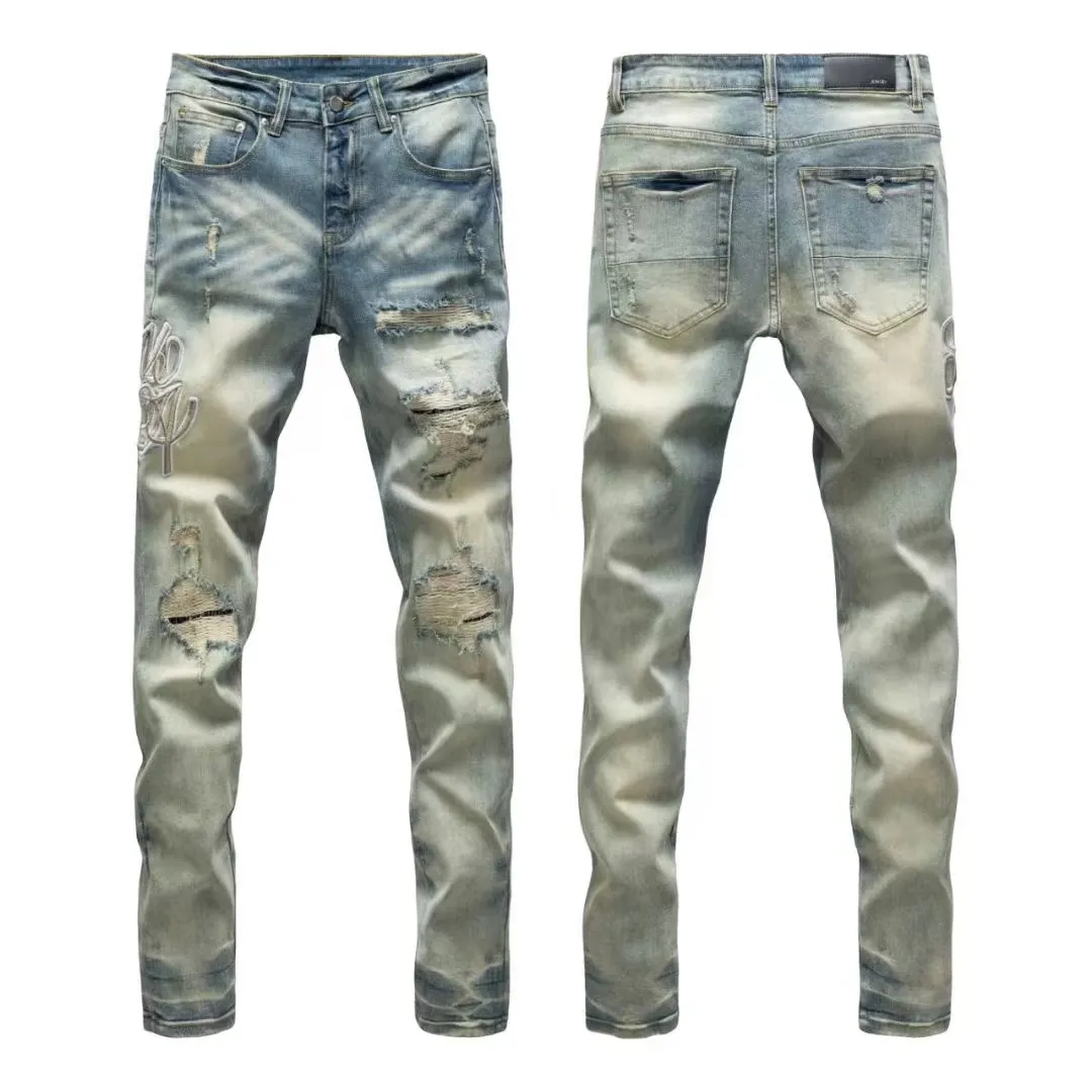 #N23 P246💰 (Top version) AMIRI hot high street jeans slim fit stretch washed knife cut trousers for men AMIRI amiri is transliterated as Emil, which is the name of the founder. Mike Amiri, the founder of amiri, grew up in Los Angeles, USA. He was influenced by local street culture and Punk Rock since childhood, so he founded the amiri brand named after himself. A variety of trendy brand clothing meets the needs of different fashion players. Amiri clothing has novel and unique styles and is a well-known street brand in the United States. The styles and styles of many clothes are loved by many street photographers. The various clothing styles meet the dressing needs of different people, show their unique temperament, and show the trend of dressing. amiri's jeans are relatively famous. Not only do they have many styles, but the quality of the jeans is also very good. Many celebrities have also worn amiri brand jeans. Color: Picture color Size: 28, 30, 32, 34, 36 28 30 32 34 36 Waist 71 76 81 86 91 Qianlang 26.5 27.5 28.5 29.5 30.5 Hou Lang 37 38 39 40 41 Foot 14 14.8 15.6 16.4 17.2 Foreign Minister 100 102 104 106 107