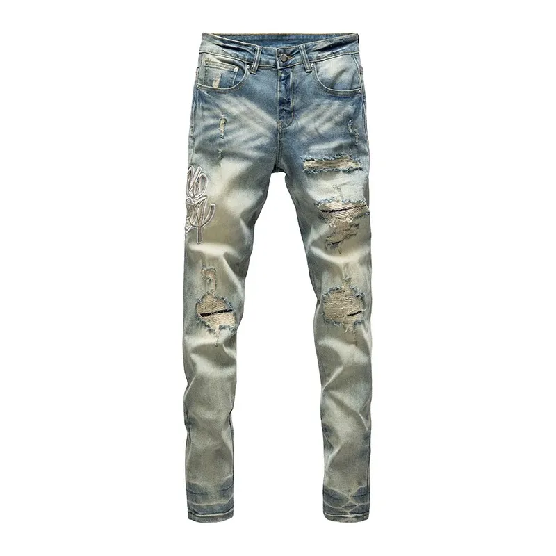 #N23 P246💰 (Top version) AMIRI hot high street jeans slim fit stretch washed knife cut trousers for men AMIRI amiri is transliterated as Emil, which is the name of the founder. Mike Amiri, the founder of amiri, grew up in Los Angeles, USA. He was influenced by local street culture and Punk Rock since childhood, so he founded the amiri brand named after himself. A variety of trendy brand clothing meets the needs of different fashion players. Amiri clothing has novel and unique styles and is a well-known street brand in the United States. The styles and styles of many clothes are loved by many street photographers. The various clothing styles meet the dressing needs of different people, show their unique temperament, and show the trend of dressing. amiri's jeans are relatively famous. Not only do they have many styles, but the quality of the jeans is also very good. Many celebrities have also worn amiri brand jeans. Color: Picture color Size: 28, 30, 32, 34, 36 28 30 32 34 36 Waist 71 76 81 86 91 Qianlang 26.5 27.5 28.5 29.5 30.5 Hou Lang 37 38 39 40 41 Foot 14 14.8 15.6 16.4 17.2 Foreign Minister 100 102 104 106 107